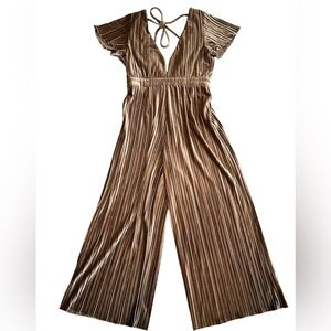Mink Pink Lex Velvet Jumpsuit Boho Flutter Sleeve Open Back